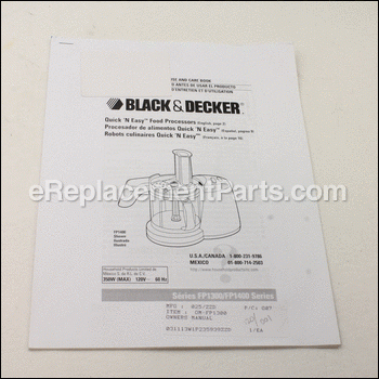 BLACK & DECKER Food Processor PARTS FP1400 FP1300 Slicer Shred Disc Blade  Stem