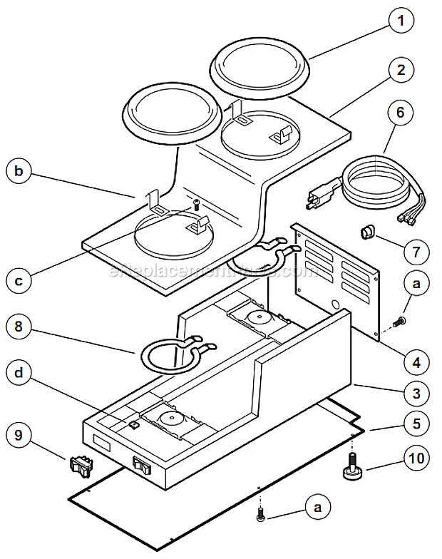 Bloomfield 8708 Hot Plate-Style Decanter Warmer Page A Diagram