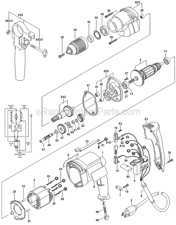 Bosch 1012VSR (0601044739) 3/8 inch Electric Drill Page A Diagram