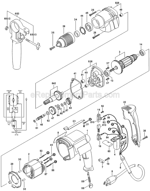Bosch 1035VSR (0601048739) 1/2 inch Electric Drill Page A Diagram