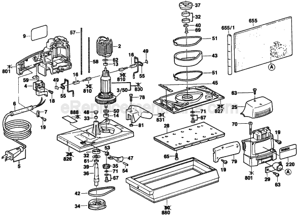 Bosch 1290D (0601290139) Orbital Sander Page A Diagram