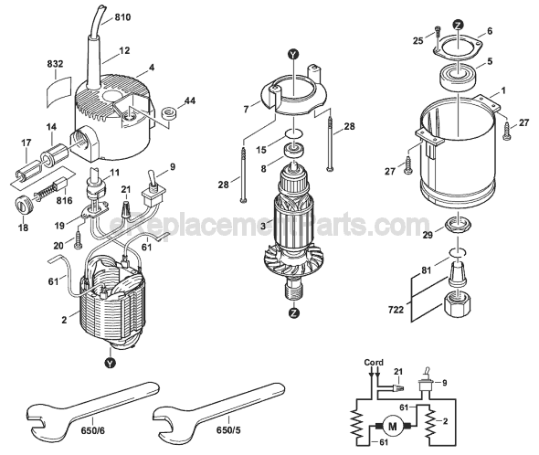 Bosch 1604A (0601604262) Router Motor Page A Diagram