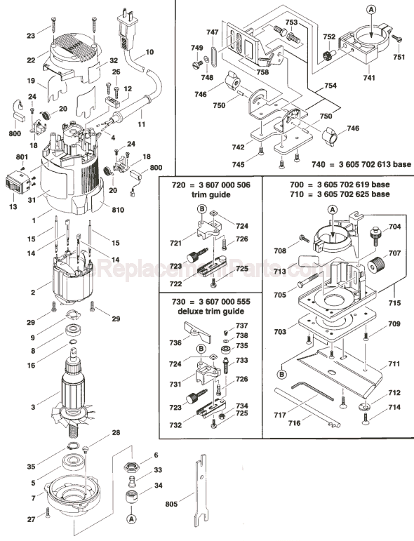 Bosch 1608M (0601608034) Laminate Trimmer Page A Diagram