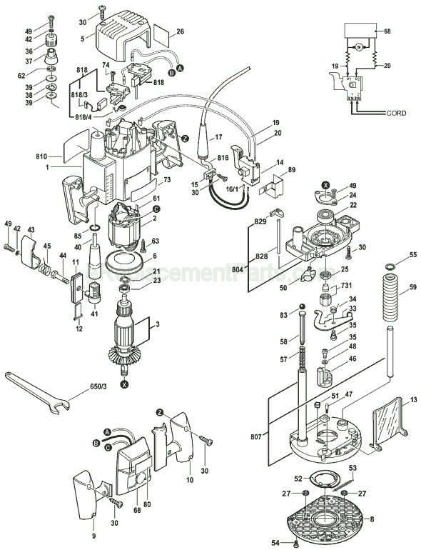 Bosch B1450 (0601613735) Plunge Router Page A Diagram