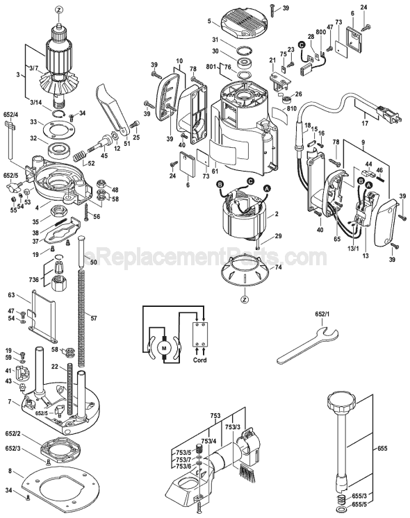 Bosch B1550 (0601615035) Plunge Router Page A Diagram