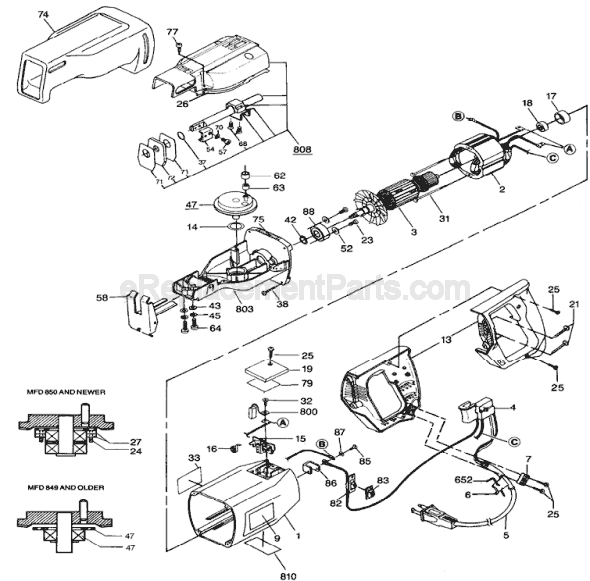 Bosch 1631 (0601631134) Reciprocating Saw Page A Diagram