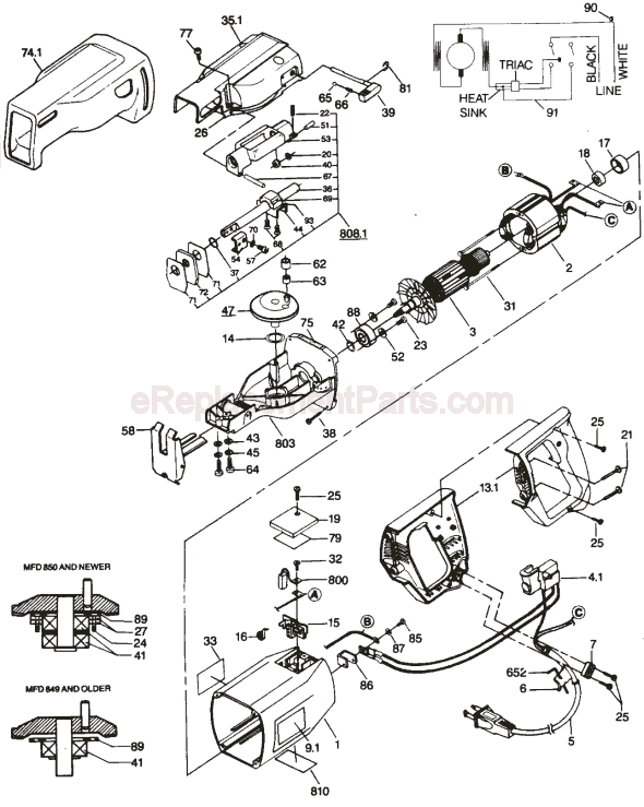 Bosch 1632VS (0601632834) Reciprocating Saw Page A Diagram