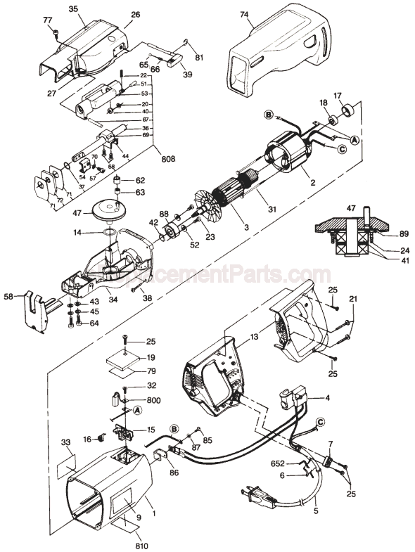 Bosch B4600 (0601632835) Reciprocating Saw Page A Diagram