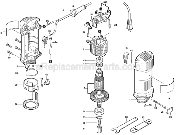 Bosch 1638 (0601638139) Rotary Cutter Page A Diagram