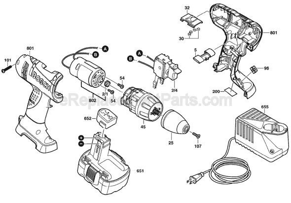 Bosch 32614 (0601916460) Cordless Drill Page A Diagram