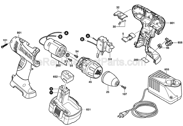Bosch 32614 (0601916470) Cordless Drill Page A Diagram
