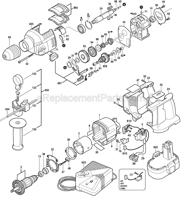 Bosch 12524 (0601917261) Cordless Hammer Drill Page A Diagram