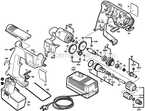 Bosch 3530 (0601927539) Cordless Drill Page A Diagram