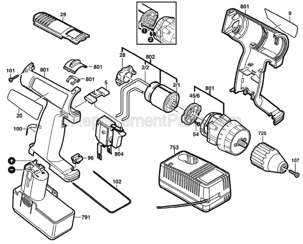 Bosch B2310 (0601936535) Cordless Drill Page A Diagram