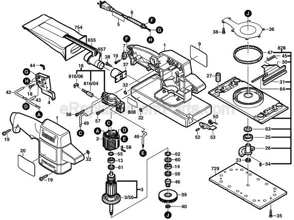 Bosch B7150 (0603285135) Sheet Orbital Sander Page A Diagram