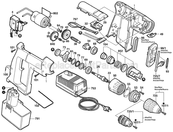 Bosch B2500 (0603926535) 12V Hammer Drill Page A Diagram