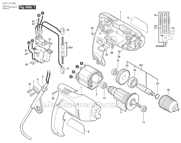 Bosch 1005VSRK (0601144562) 3/8 in. Corded Drill Page A Diagram