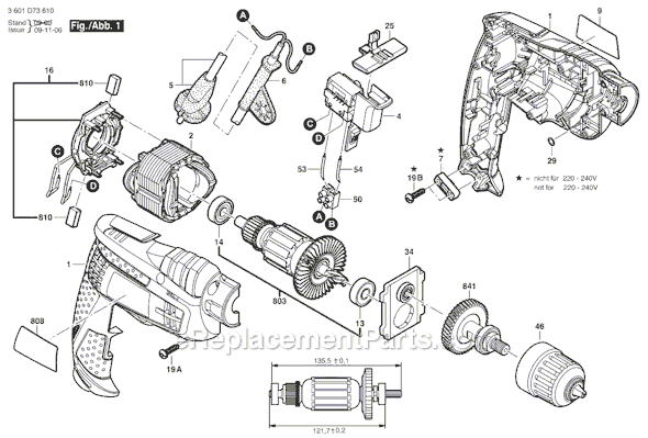 Bosch 1006VSR (3601D73610) 3/8 in. Corded Drill Page A Diagram