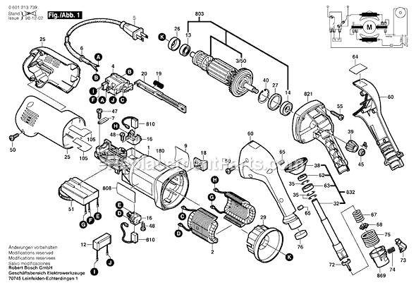 Bosch 1213 (0601213739) Electro Brush Page A Diagram