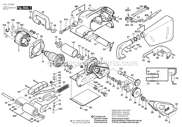 Bosch 1276D (0601276956) Belt Sander Page A Diagram