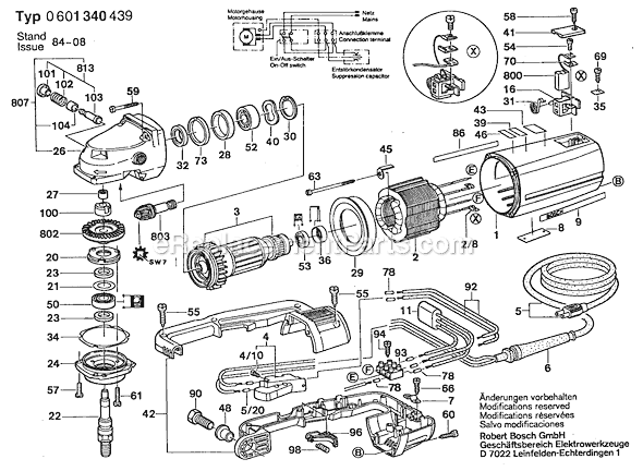 Bosch 1340 (0601340439) Angle Grinder Page A Diagram