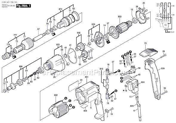 Bosch 1421VSR (0601421739) Electric Drywall Driver Page A Diagram