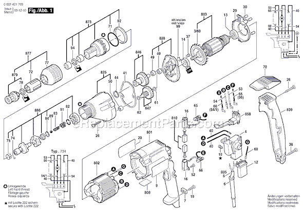 Bosch 1421VSR (0601421734) Drywall Driver Page A Diagram