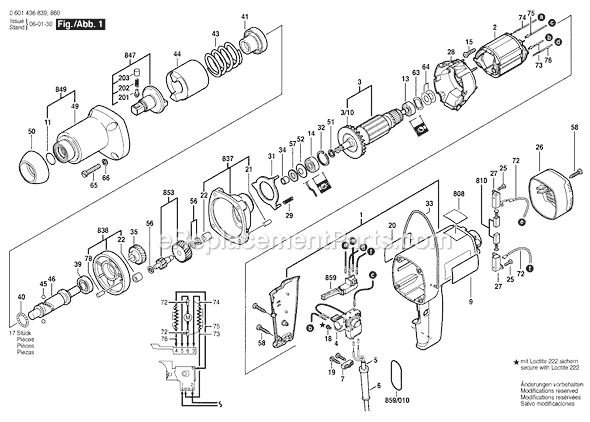 Bosch 1436VSR (0601436839) Impact Wrench Page A Diagram
