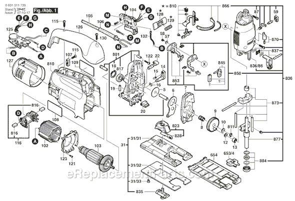 Bosch 1590EVSK (0601511739) Top Handle Jig Saw Page A Diagram