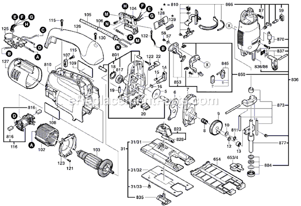 Bosch 1590EVS (0601511739) Top Handle Jig Saw Page A Diagram