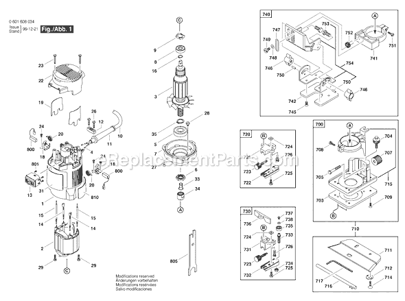 Bosch 1608 (0601608045) Router Page A Diagram