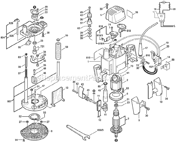 Bosch 1613 (0601613034) Plunge Router Page A Diagram