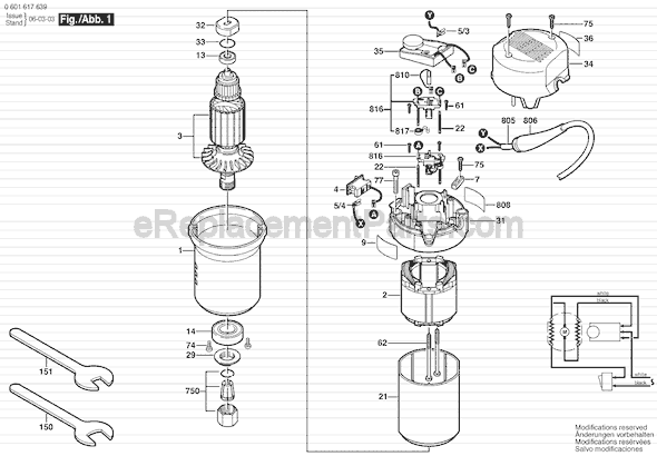 Bosch 16176 (0601617639) 2.25HP Router Motor Page A Diagram