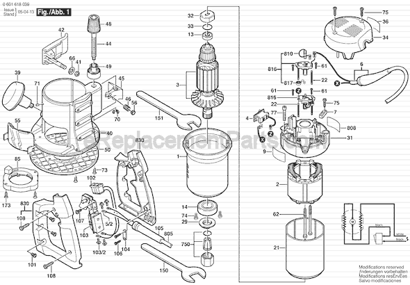 Bosch 16181 (0601618139) 2HP Router Motor Page A Diagram