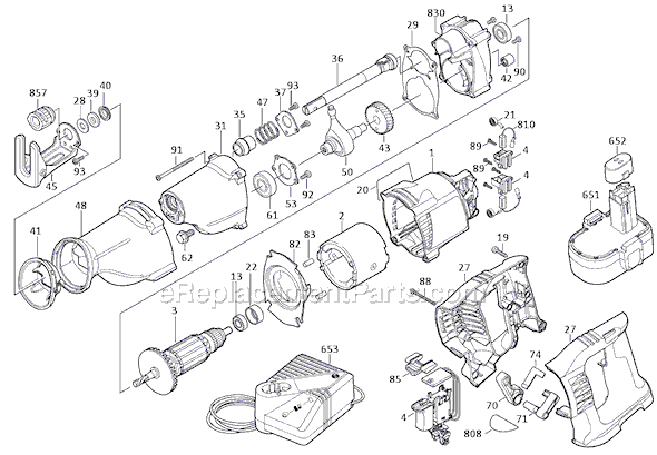 Bosch 1646 (0601644364) 18V Cordless Reciprocating Saw Page A Diagram