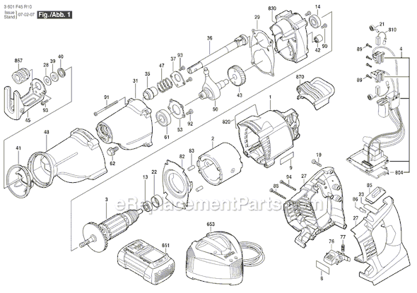 Bosch 1651K (3601F45R10) 36V Cordless Reciprocating Saw Page A Diagram
