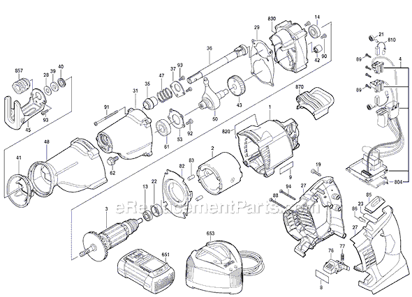 Bosch 1651 (3601F45R10) 36V Cordless Reciprocating Saw Page A Diagram