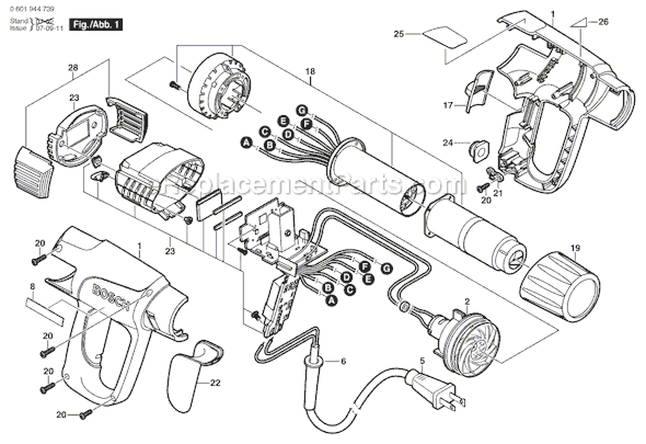 Bosch 1944LCDK (0601944739) Programmable Heat Gun Page A Diagram