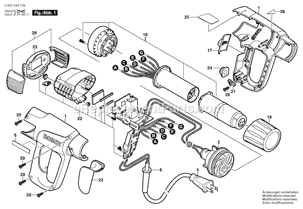 Bosch 1944LCD (0601944739) Heat Gun Page A Diagram