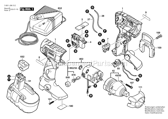 Bosch 22618 (3601J09312) Impact Wrench Page A Diagram