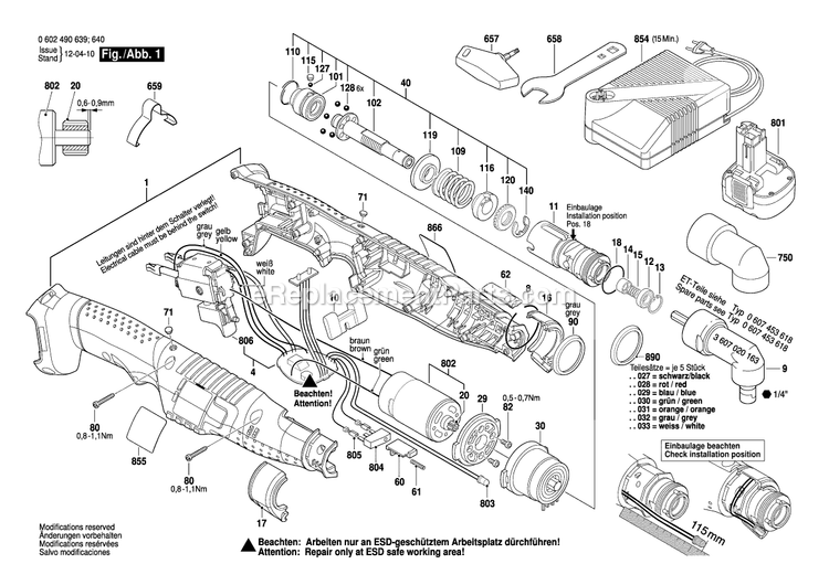 Bosch ANGLEEXACT6 (0602490639) Cordless Screw Driver Page A Diagram