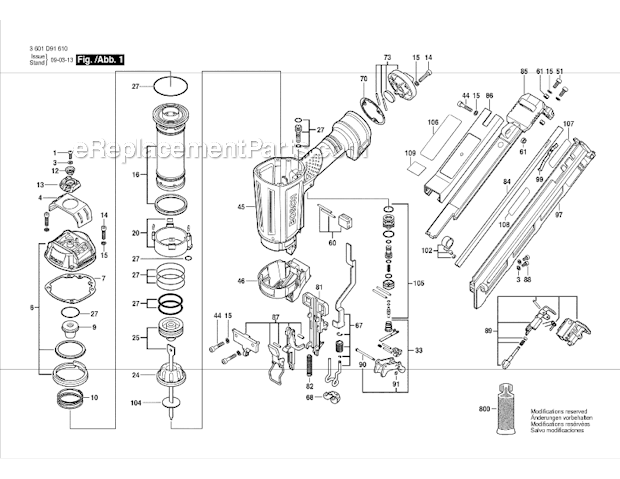 Bosch FNA250-15 15 GA Angled Finish Nailer Page A Diagram