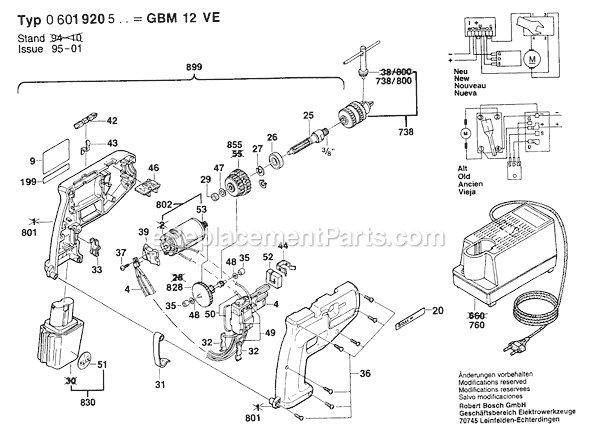 Bosch GBM12VE (0601920534) Cordless Drill Page A Diagram