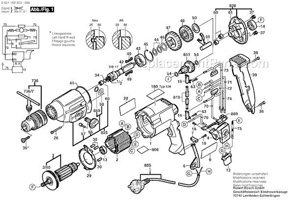 Bosch GBM13-2RE (0601169503) Electric Rotary Drill Page A Diagram