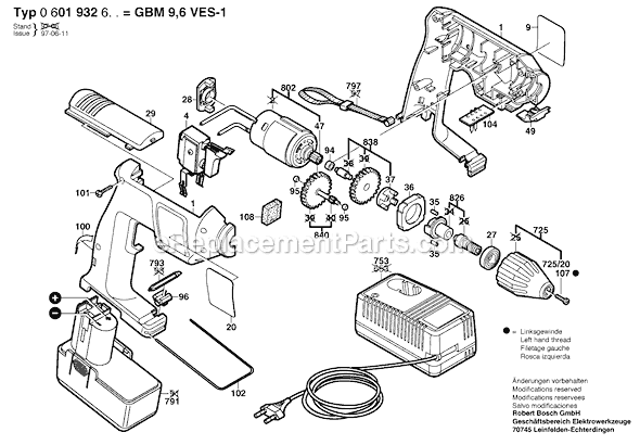 Bosch GBM9,6VES-1 (06019326A5) Cordless Drill Page A Diagram