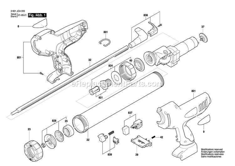 Bosch GCG 18V-20 (3601JC4010) Cordless Caulking Gun Gcg 18v-20 Page 1 Diagram
