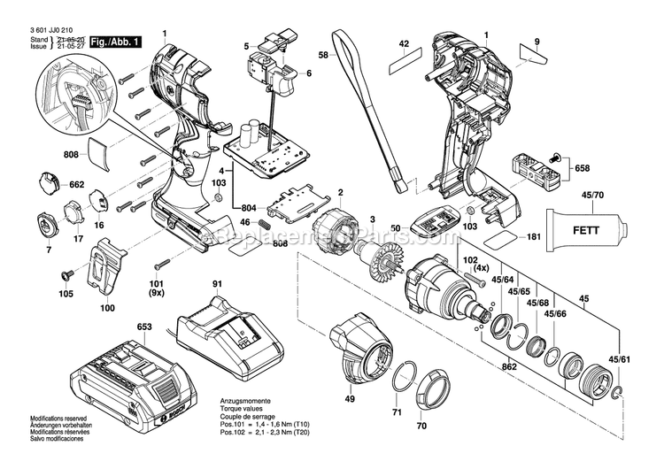 Bosch GDX18V-1860C (3601JJ0210) Mpact Wrench Gdx18v-1860c Page 1 Diagram