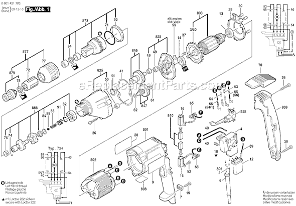 Bosch GSR6-25TE (0601421703) 110V High Torque Screwdriver Page A Diagram