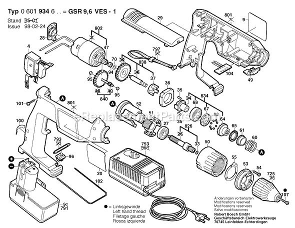 Bosch GSR9,6VES-1 (0601934654) Drill Driver Page A Diagram