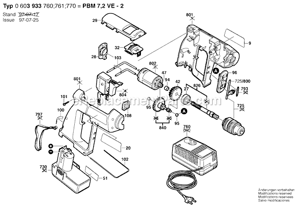 Bosch PBM7,2VE-2 (0603933761) Cordless Drill Page A Diagram